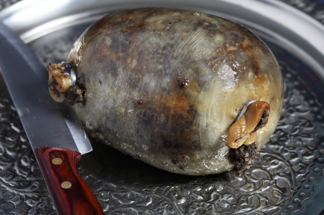 Haggis, an interesting and extremely bizarre specialty. 