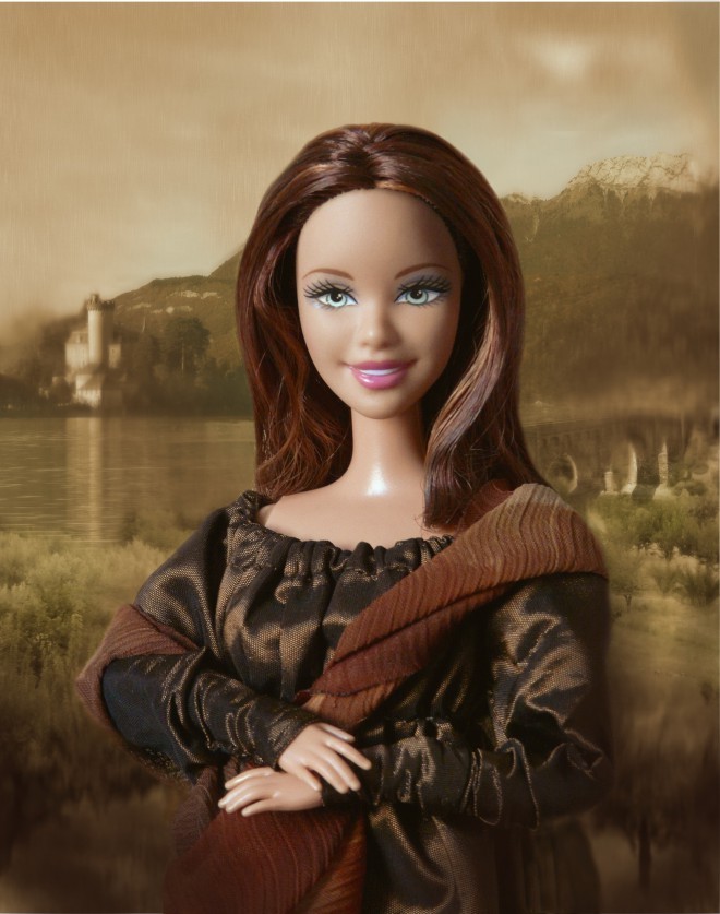 Barbie comme portrait artistique de la Joconde.