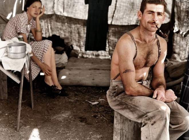 Un trabajador desempleado y su esposa, 1939
