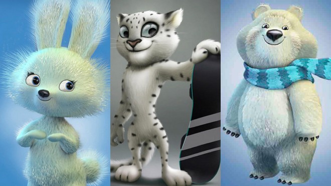 4. The mascots of the OI Soči 2014 are an animated polar bear, a rabbit and a snow leopard.