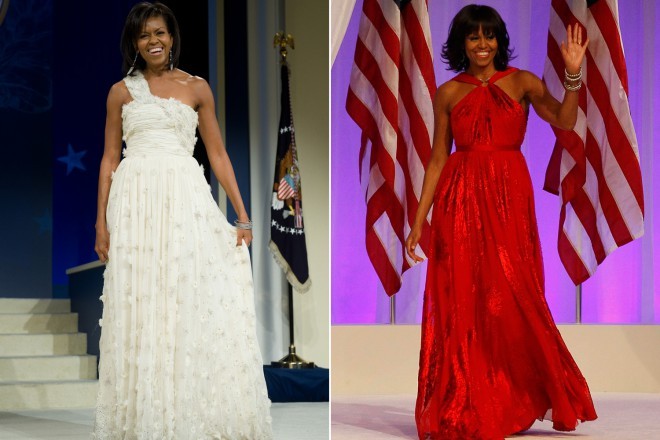 Michelle Obama in zwei wunderschönen Kreationen, die die junge taiwanesische Designerin an die Spitze der Modeikonen brachten.