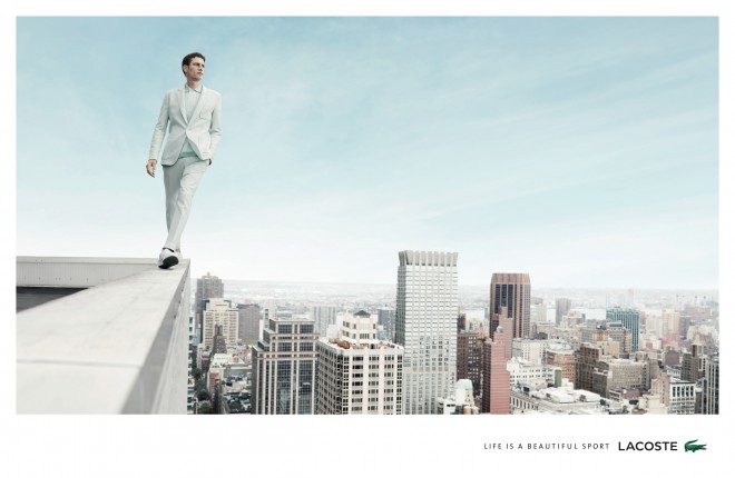 The "Life is a Beautiful Sport" campaign is also accompanied by printed advertisements of high-flying urbanity.