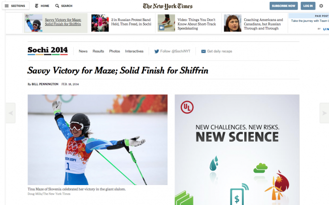 Savvy Victory za Maze Solid Finish za Shiffrin / NYTimes.com