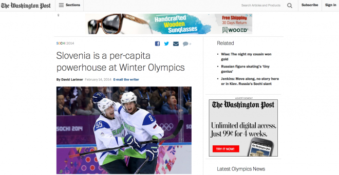 Slovenija je najveća sila po glavi stanovnika na Zimskim olimpijskim igrama / The Washington Post