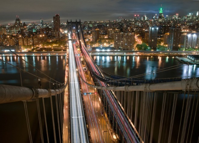 Utsikten fra toppen av Manhattan Bridge.