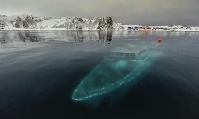 Sunken yacht, Antarctica.