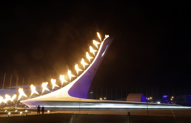 Lighting the Olympic flame.