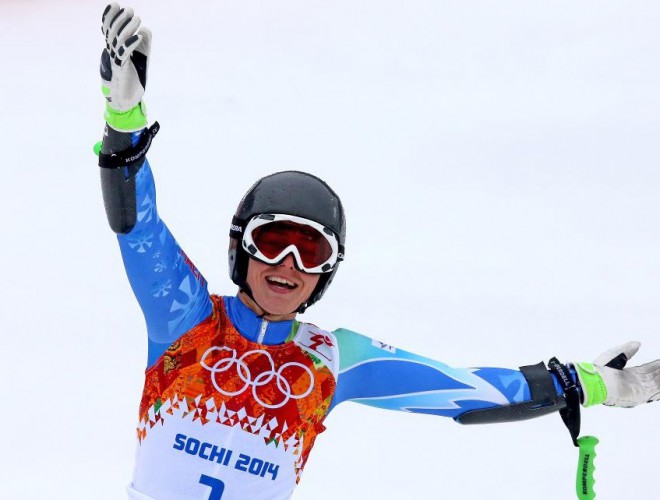 Tina Maze je danes osvojila še drugo zlato medaljo. Foto: www.sochi2014.com