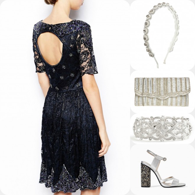 Sleek black wrapped in vintage lace and silver accessories.