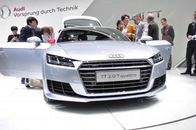 Audi je premierno odkril tretjo generacijo Audi TT s povsem novo, ostrejšo masko. Foto: Nejc Kovačič