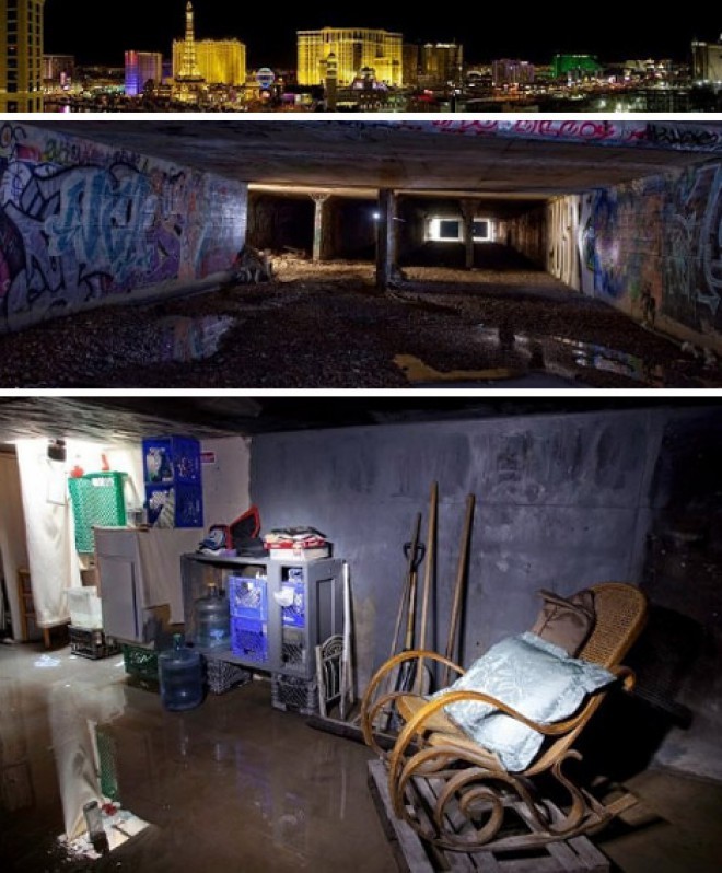 Dwellers of the underground tunnels in Las Vegas. Photo: weburbanist.com