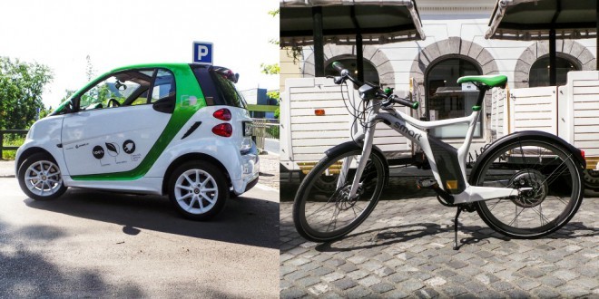 Smarta ForTwo 전기 드라이브 및 스마트 전기 자전거