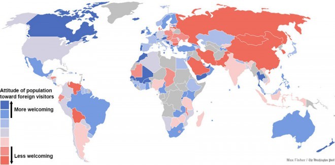 Länder som tar emot utlänningar (gästvänliga länder) eller länder som föredrar invandring