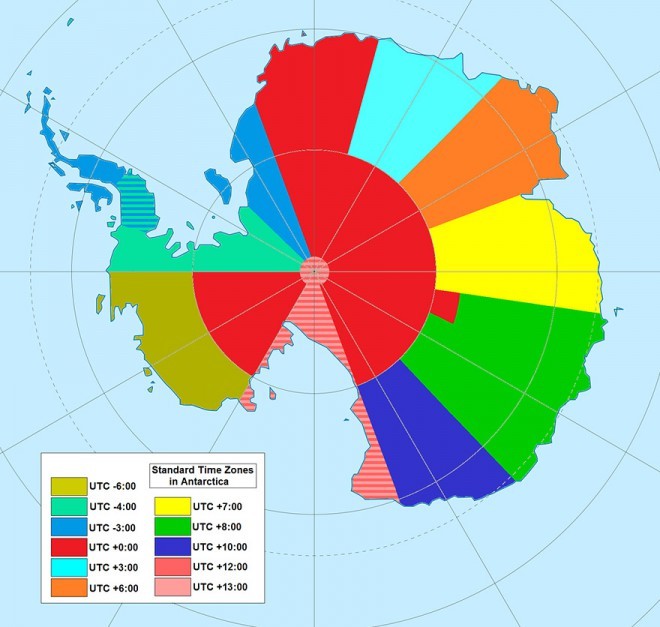 Zonas horarias en la Antártida