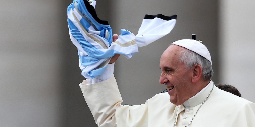 Pope Francis cheers for all of humanity, but clearly only for Argentina in football.