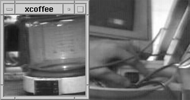 Posnetek kavnega lonca s prve spletne kamere na svetu na univerzi v Cambridgeu.