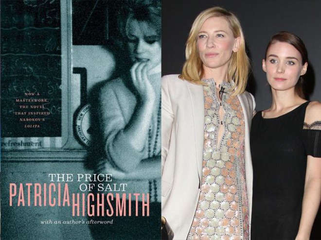 Kniha The Price of Salt a herci v připravovaném filmovém zpracování Cate Blanchett a Rooney Mara.