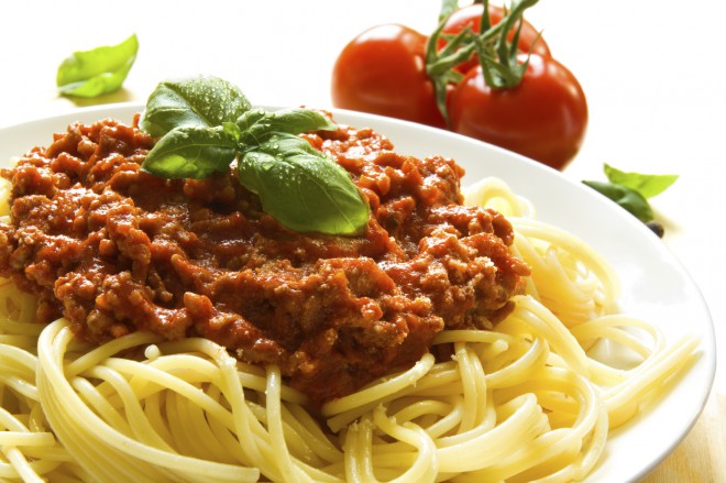 Spaghetti with Bolognese-style meat sauce