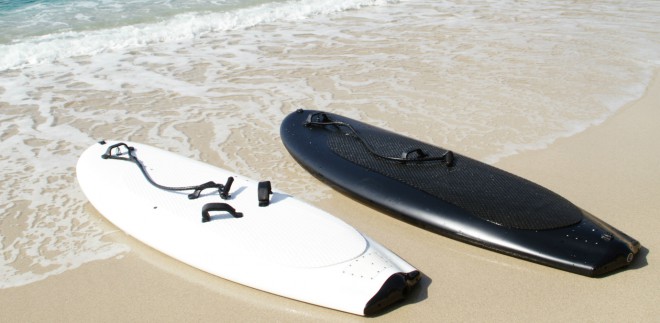 The lampuga "surfboard" is powered by an electric motor. 