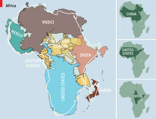 Le continent africain est beaucoup plus grand que vous ne l'imaginez.
