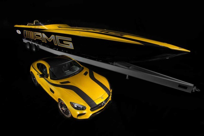 The Marauder GT S speedboat and its inspiration, the AMG GT S.