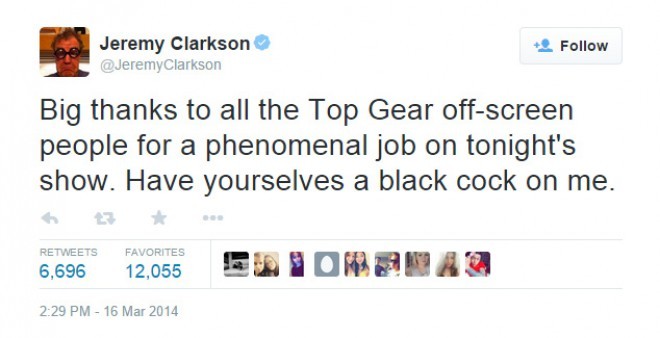 Tweet by Jeremy Clarkson