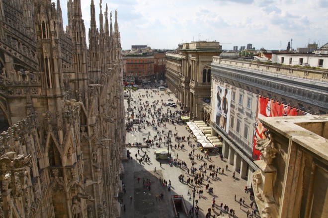 Het plein voor de Dom van Milaan is het meest bezochte punt van de stad.