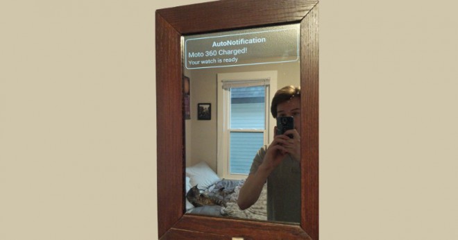 The Smart Mirror, assembled from accessible parts by Nicholas Nothom.