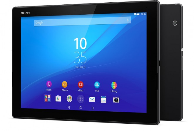 De Xperia Z4 tablet kan naast die van Samsung en Apple worden geplaatst.