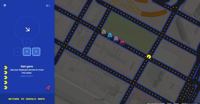 Pack-Man ging in Google Maps auf die Straße.