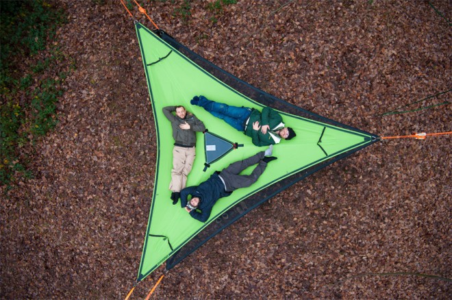 With the Trillium multitasking hammock, as many as three people can rest at the same time.