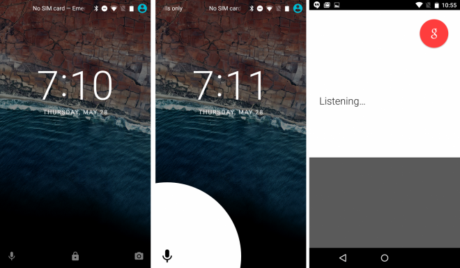 Zaklenjen zaslon sistema Android M bo imel med drugim tudi bližnjico za Googlovo glasovno iskanje.