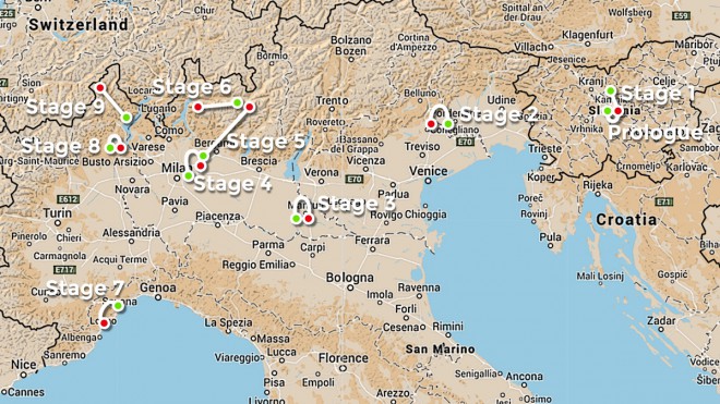 The route of this year's women's version of the Italian bow.