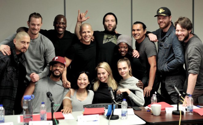 The cast of Suicide Squad (minus the Joker) in civilian clothes.