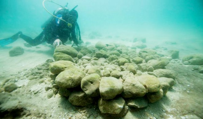 The underwater city of Atlit Yam in Israel.