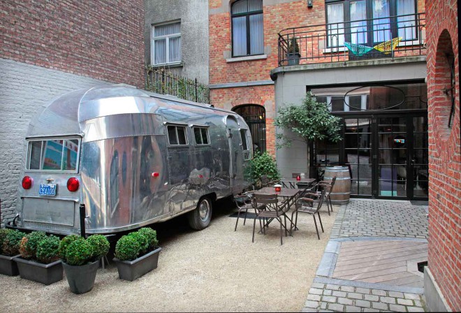 Vintage Hazel trailer in the trendy Saint Gilles district of Brussels.