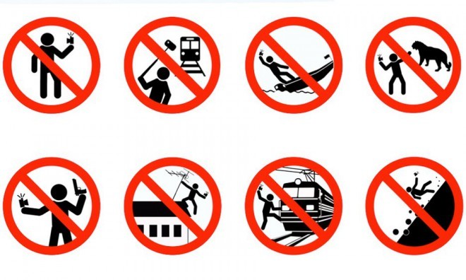 A warning issued by the Russian Ministry of Internal Affairs regarding selfies.