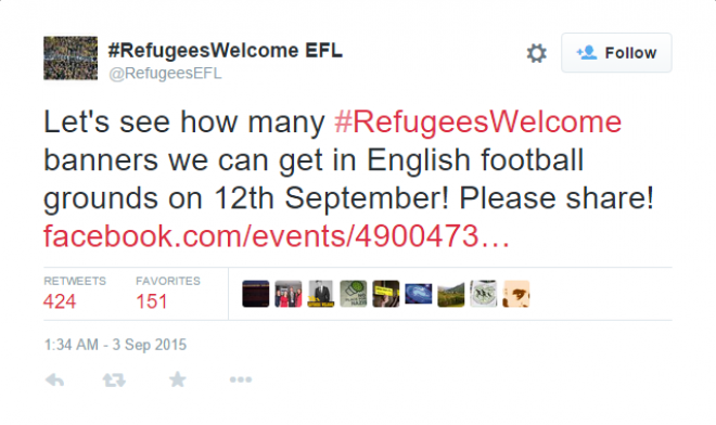 Tvit skupine #RefugeesWelcome.