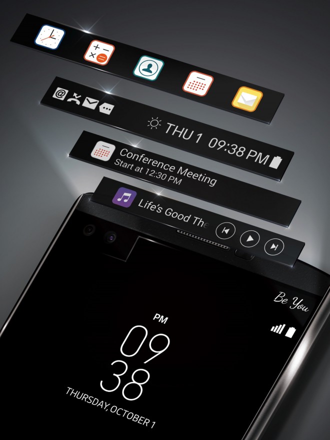 Pametni telefon LG V10 se ponaša s ''pasico'', drugim zaslonom, ki je vseskozi aktiven.