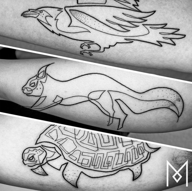 Mo Ganji cria tatuagens com apenas uma linha. 