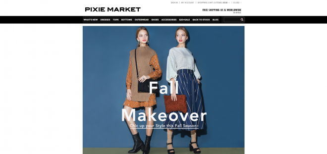 Boutique en ligne Pixie Market.