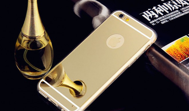 Capa para iPhone com espelho dourado