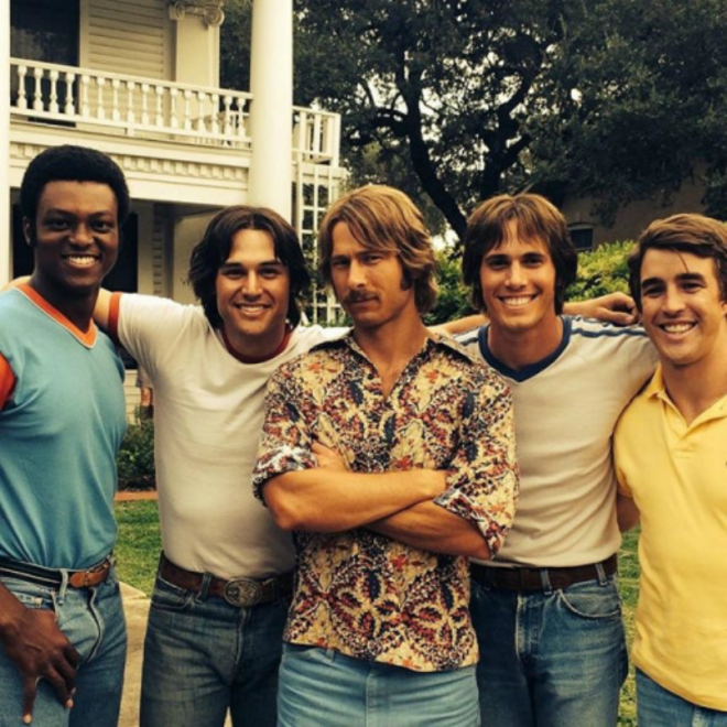 This is not a photo from some film archive, but from the set of Everybody Wants Some.