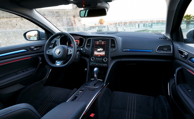 The interior is dominated by a large LCD screen on which all vehicle functions can be accessed. 