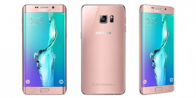 Roségoldenes Samsung Galaxy.