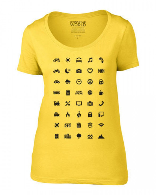 La camiseta Iconspeak te ayuda a superar las barreras del idioma sin saber el idioma.