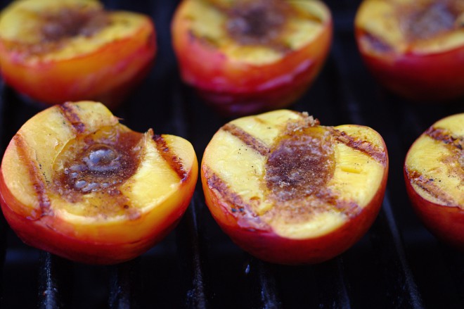 Grilled peaches are a great dessert idea for picnics.