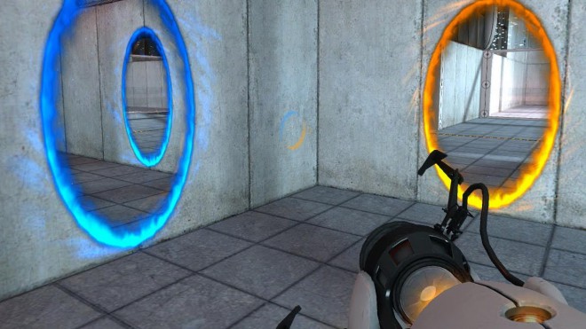 Utrinek iz računalniške igre Portal.
