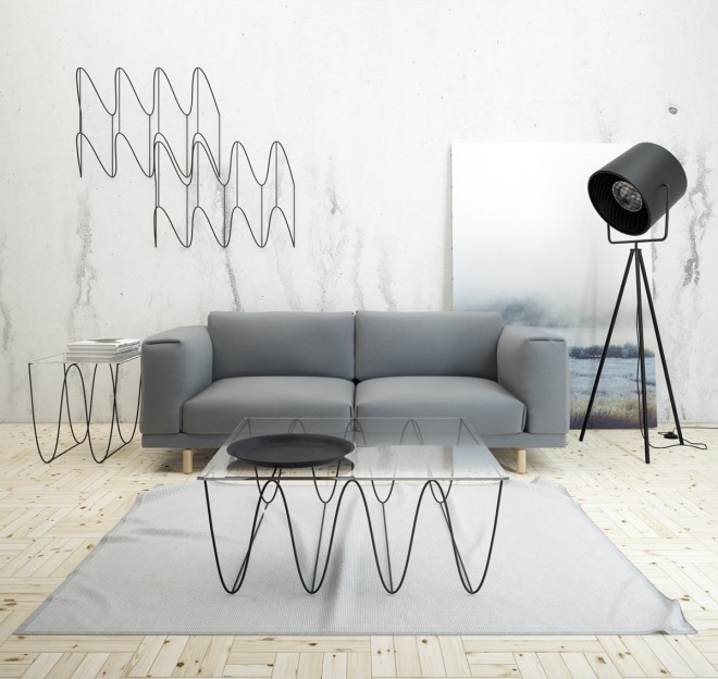 Estantes ondulados y mesas de Max Voytenko