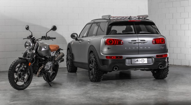 Mini Clubman All4 Scrambler and BMW R nineT Scrambler - brothers with another mother.